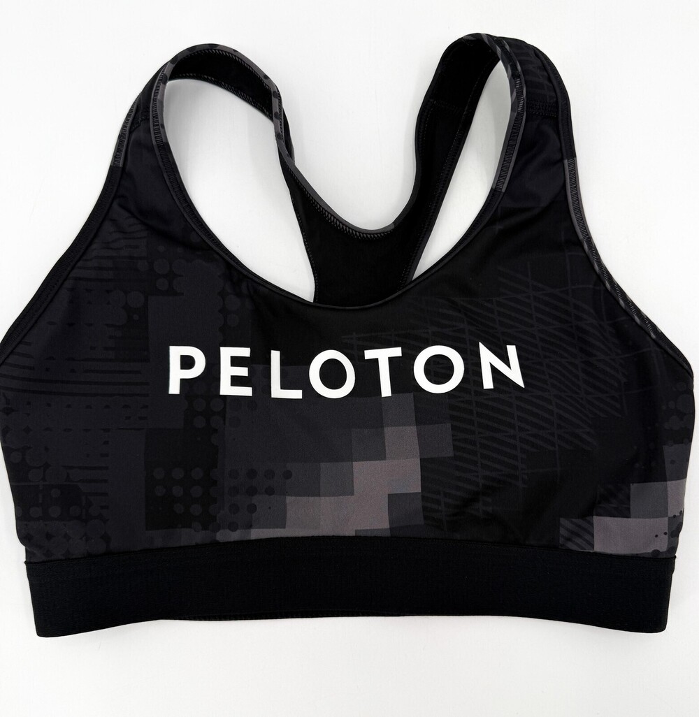 Adidas Peloton Sports Bra Medium Black Racerback Athletic Yoga Workout Logo